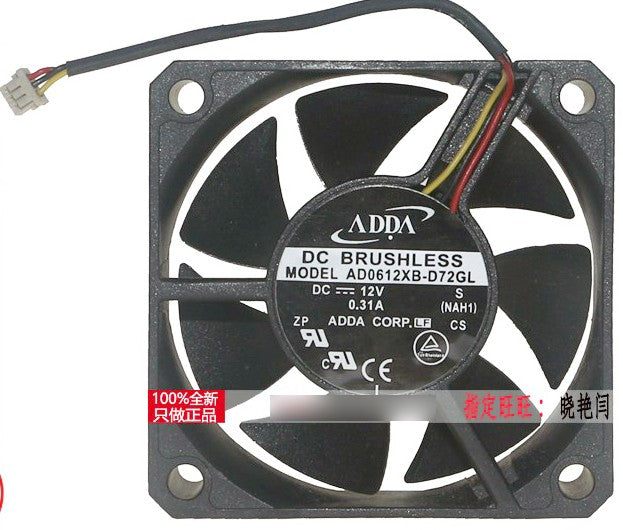 ADDA AD0612XB-D72GL 12V 0.31A 3wires Cooling Fan ADDA AD0612XB-D72GL 12V 0.31A 3wires Cooling Fan